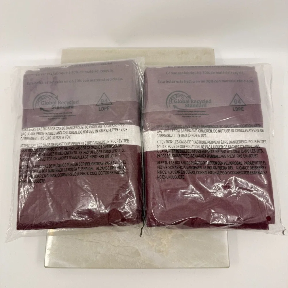 Pottery Barn Merlot Belgian Flax Linen Standard Shams Set Of 2 Luxury NEW